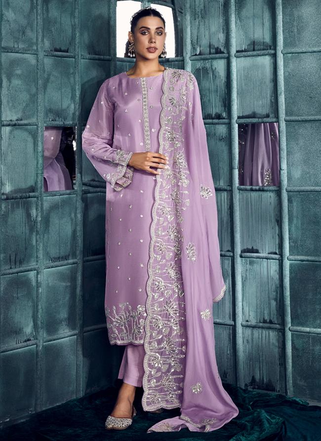 Modal Silk Lilac Eid Wear Embroidery Work Salwar Suit